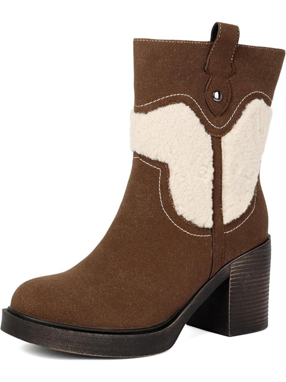 Women's Coffee Round Toe Short Zip Comfortable Elegant Stylish Ankle Booties